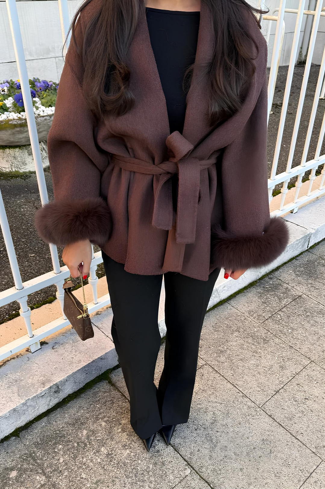 Manteau à fourrure bordeau - Narcella