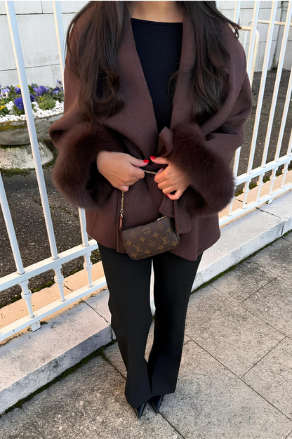 Manteau à fourrure bordeau - Narcella