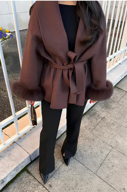 Manteau à fourrure bordeau - Narcella