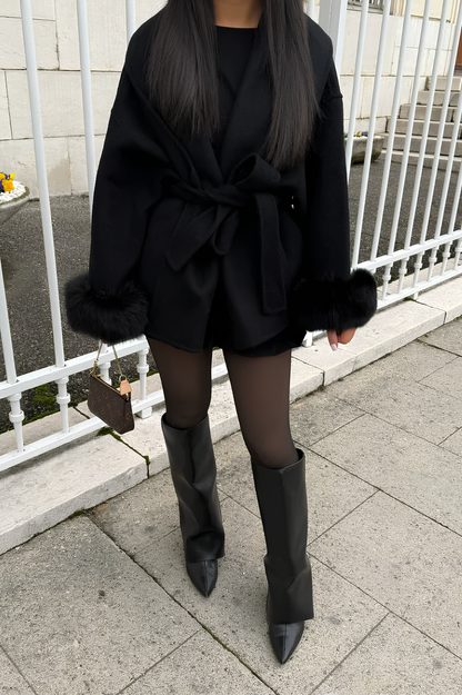 Manteau à fourrure noir - Narcella