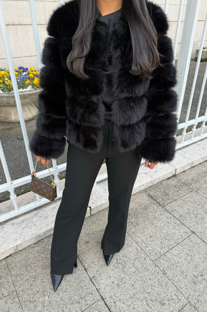 Fourrure noir manches longues